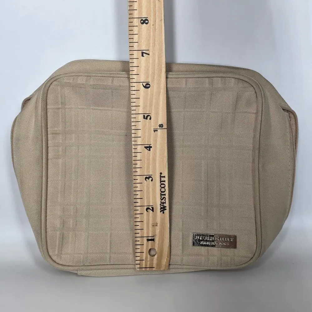BURBERRY FRAGRANCES BEIGE TOILETRY COSMETICS POUCH – ZIP TOP – TEXTURED FABRIC